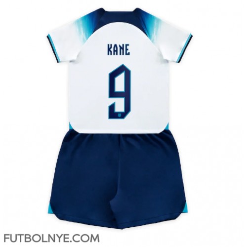 Camiseta Inglaterra Harry Kane #9 Primera Equipación para niños Mundial 2022 manga corta (+ pantalones cortos)